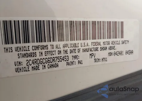 2013 Dodge Grand Caravan Sxt from USA, damaged, VIN 2C4RDGCG6DR755453